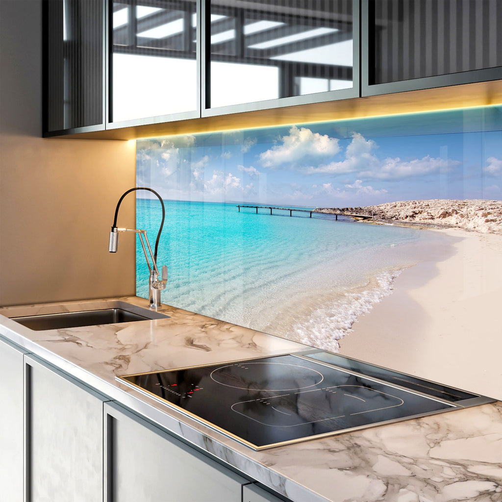 Tropical Sea View Wall Art - Glass Backsplash-BacksplashArtworks