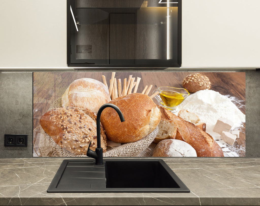 Rustic Bread Selection – Glass Kitchen Backsplash-BacksplashArtworks
