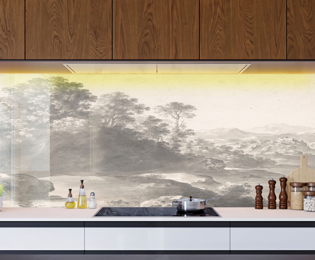 Vintage Landscape Wall Art - Tempered Glass Kitchen Backsplash-BacksplashArtworks