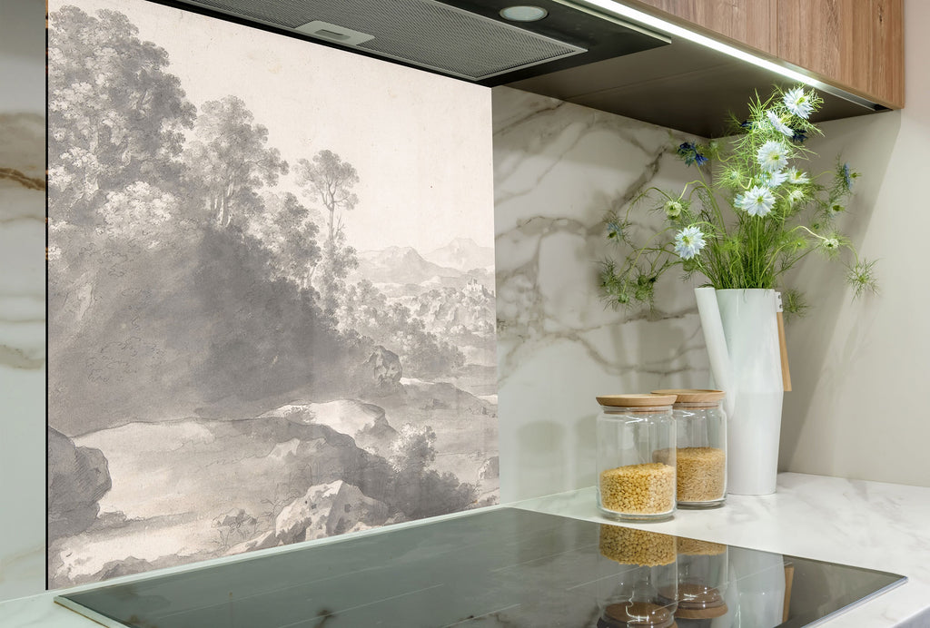 Vintage Landscape Wall Art - Tempered Glass Kitchen Backsplash-BacksplashArtworks
