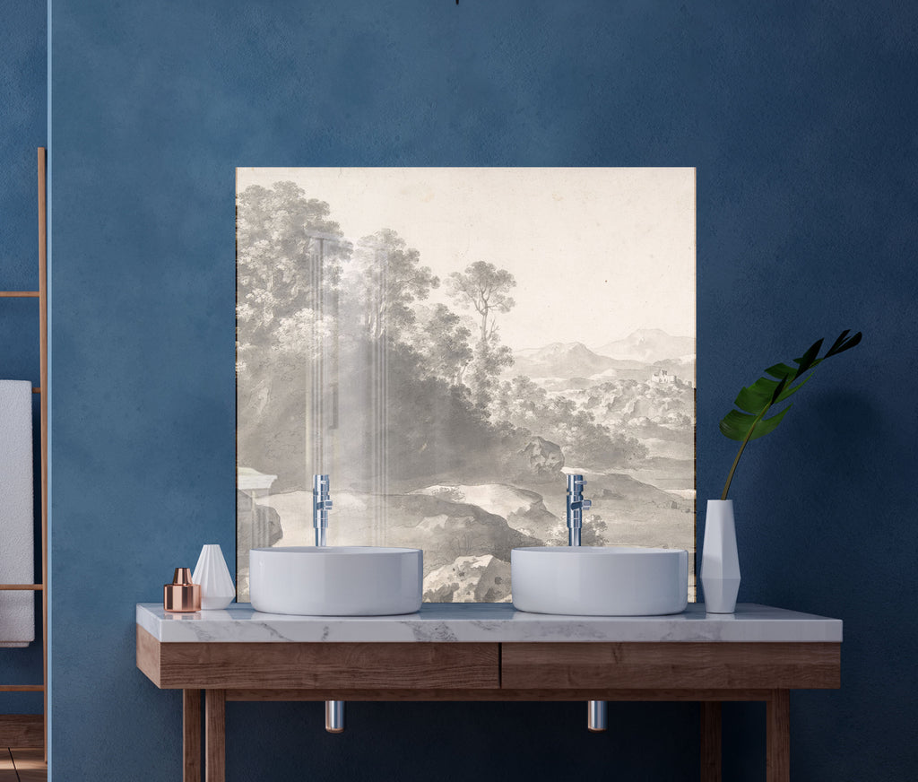 Vintage Landscape Wall Art - Tempered Glass Kitchen Backsplash-BacksplashArtworks