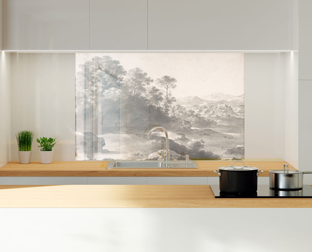 Vintage Landscape Wall Art - Tempered Glass Kitchen Backsplash-BacksplashArtworks