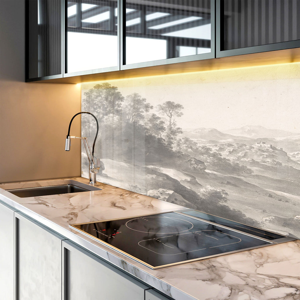Vintage Landscape Wall Art - Tempered Glass Kitchen Backsplash-BacksplashArtworks
