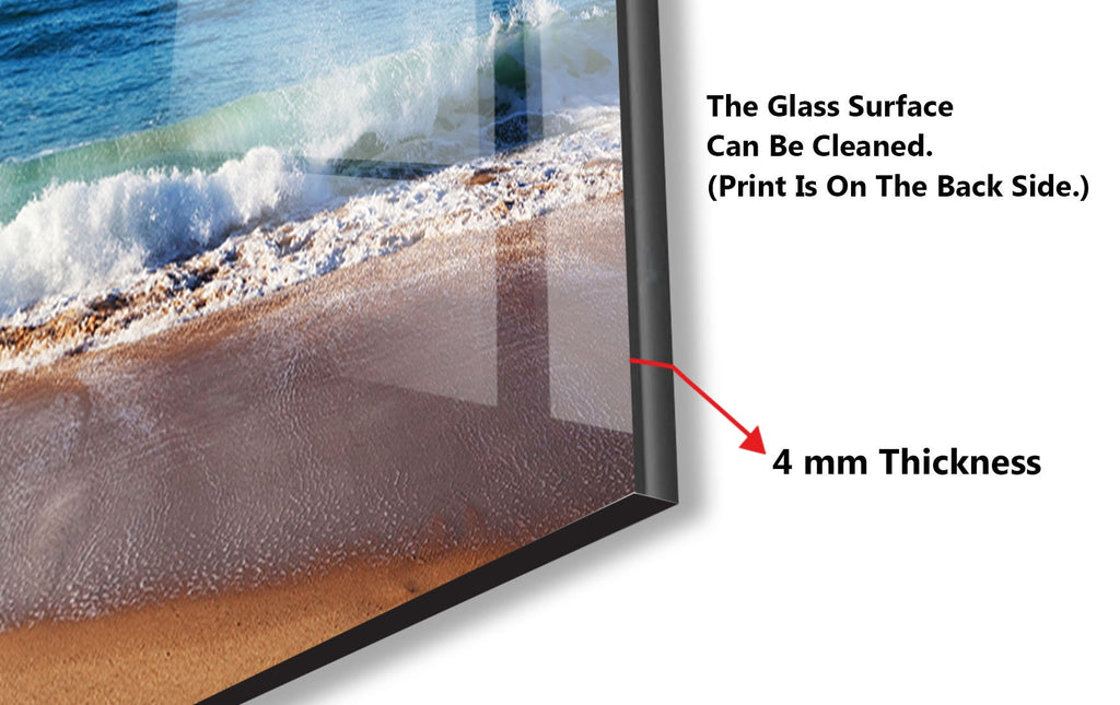 Golden Beach Waves - Glass Kitchen Backsplash-BacksplashArtworks