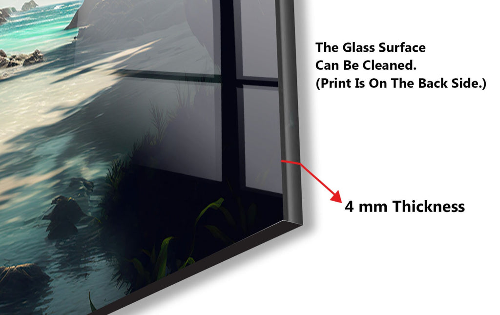 Tropical Paradise Beach - Tempered Glass Kitchen Backsplash-BacksplashArtworks