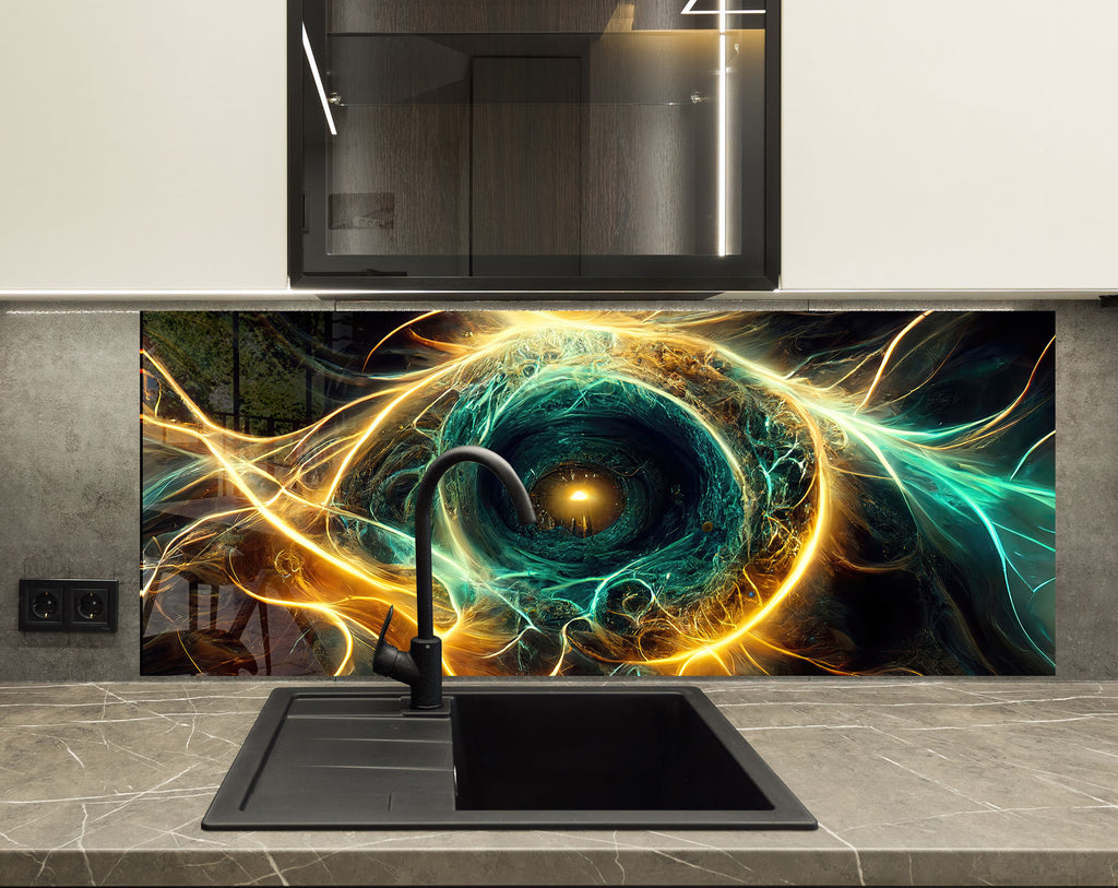 Abstract Tempered Glass Backsplash-BacksplashArtworks