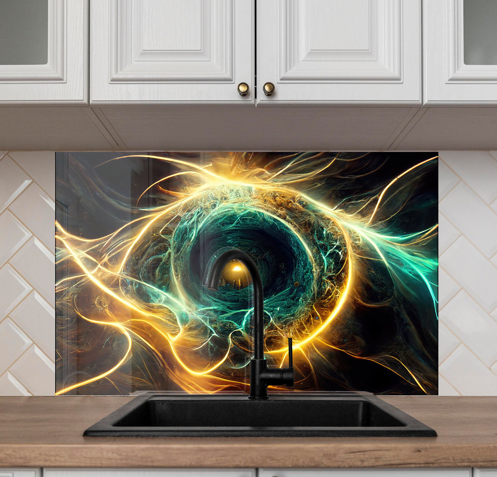 Abstract Tempered Glass Backsplash-BacksplashArtworks