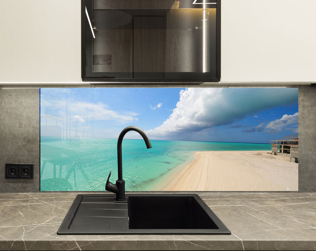 Serene Coastal Beach View Wall Art – Tempered Glass Kitchen Backsplash-BacksplashArtworks