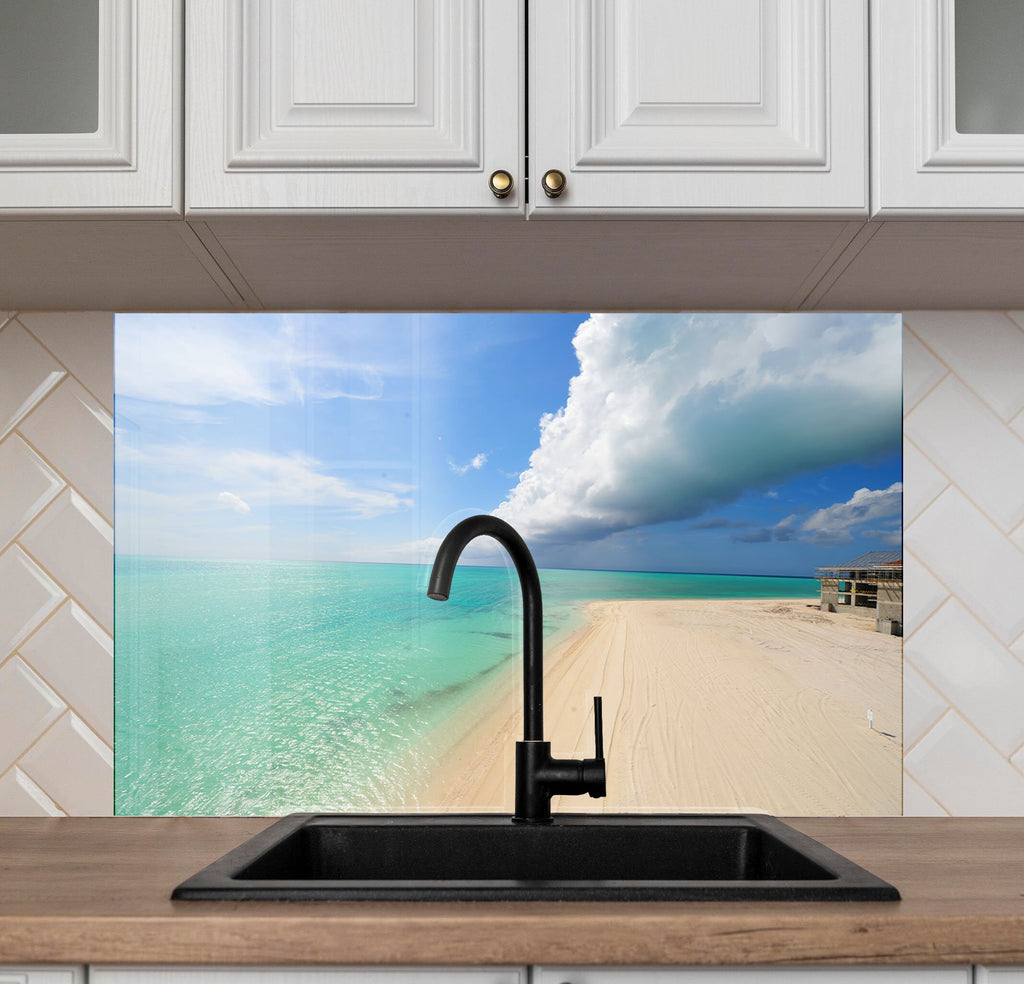 Serene Coastal Beach View Wall Art – Tempered Glass Kitchen Backsplash-BacksplashArtworks