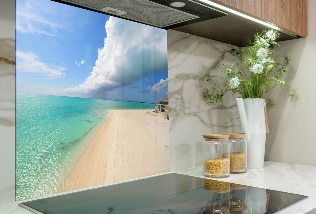 Serene Coastal Beach View Wall Art – Tempered Glass Kitchen Backsplash-BacksplashArtworks