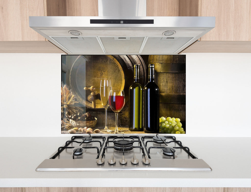 Wine Glasses & Barrel Glass Kitchen Backsplash – Elegant Wine Design-BacksplashArtworks