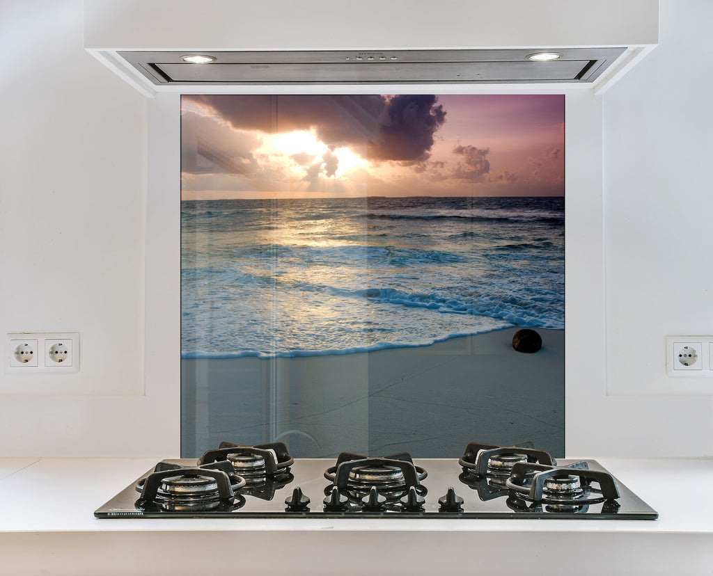 Tranquil Ocean Sunset - Glass Kitchen Backsplash-BacksplashArtworks