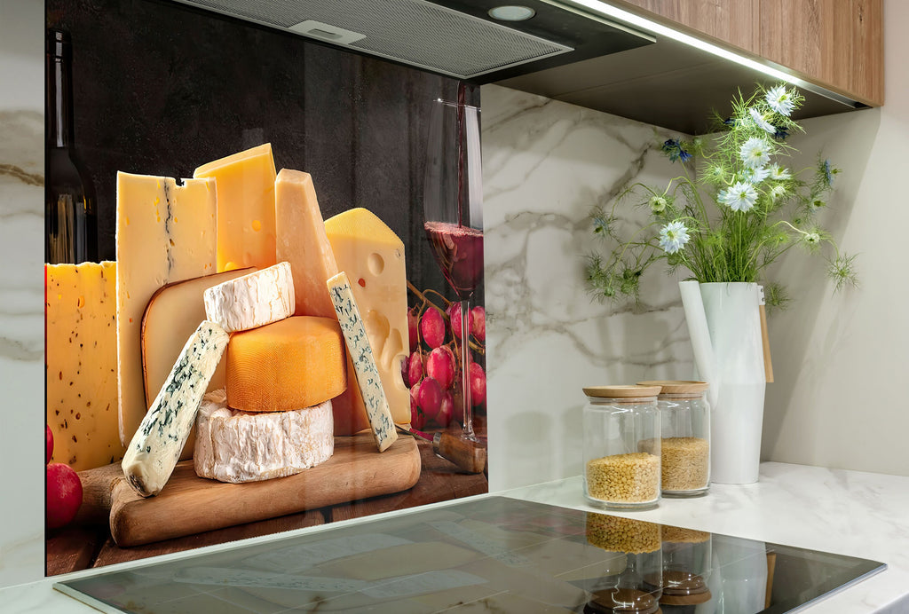 Luxury Cheese & Wine - Glass Kitchen Backsplash-BacksplashArtworks