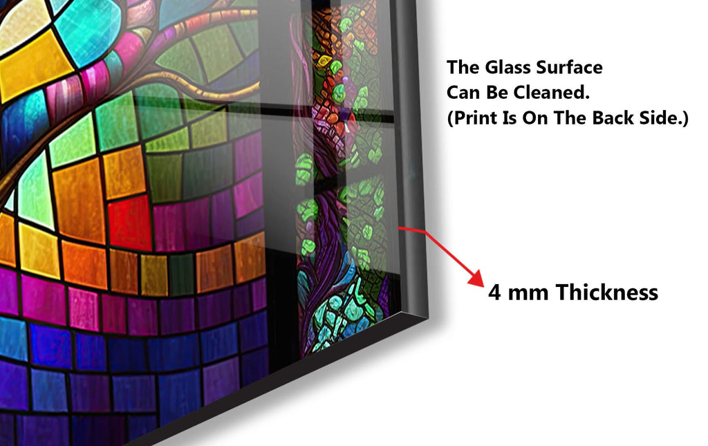 Colored Tree of Life Stained - Glass Kitchen Backsplash-BacksplashArtworks