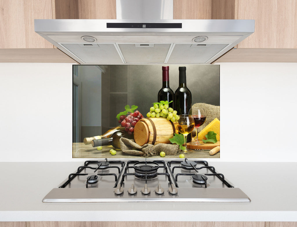 Wine & Cheese Glass Kitchen Backsplash – Wine Barrel Design-BacksplashArtworks