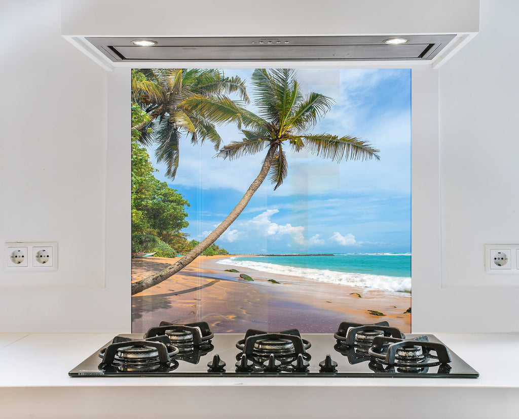 Tropical Beach Escape Wall Art – Tempered Glass Kitchen Backsplash-BacksplashArtworks