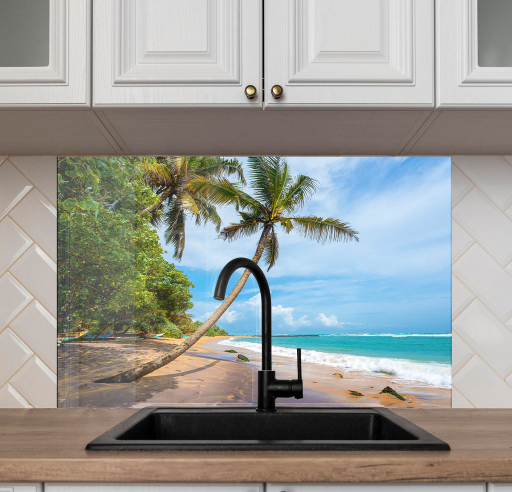 Tropical Beach Escape Wall Art – Tempered Glass Kitchen Backsplash-BacksplashArtworks