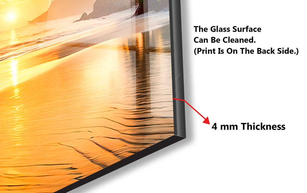 Tropical Sunset Beach Wall Art – Tempered Glass Bathroom Backsplash-BacksplashArtworks