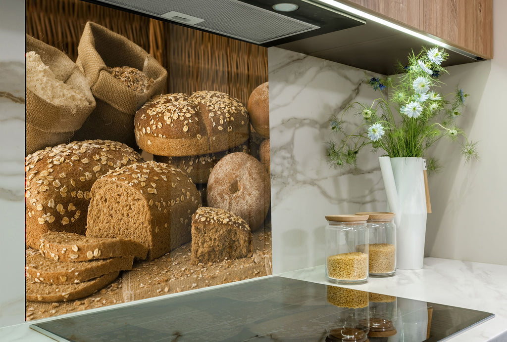 Rustic Whole Grain Bread – Tempered Glass Kitchen Backsplash-BacksplashArtworks