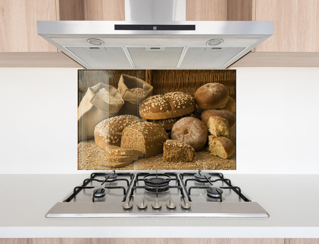 Rustic Whole Grain Bread – Tempered Glass Kitchen Backsplash-BacksplashArtworks