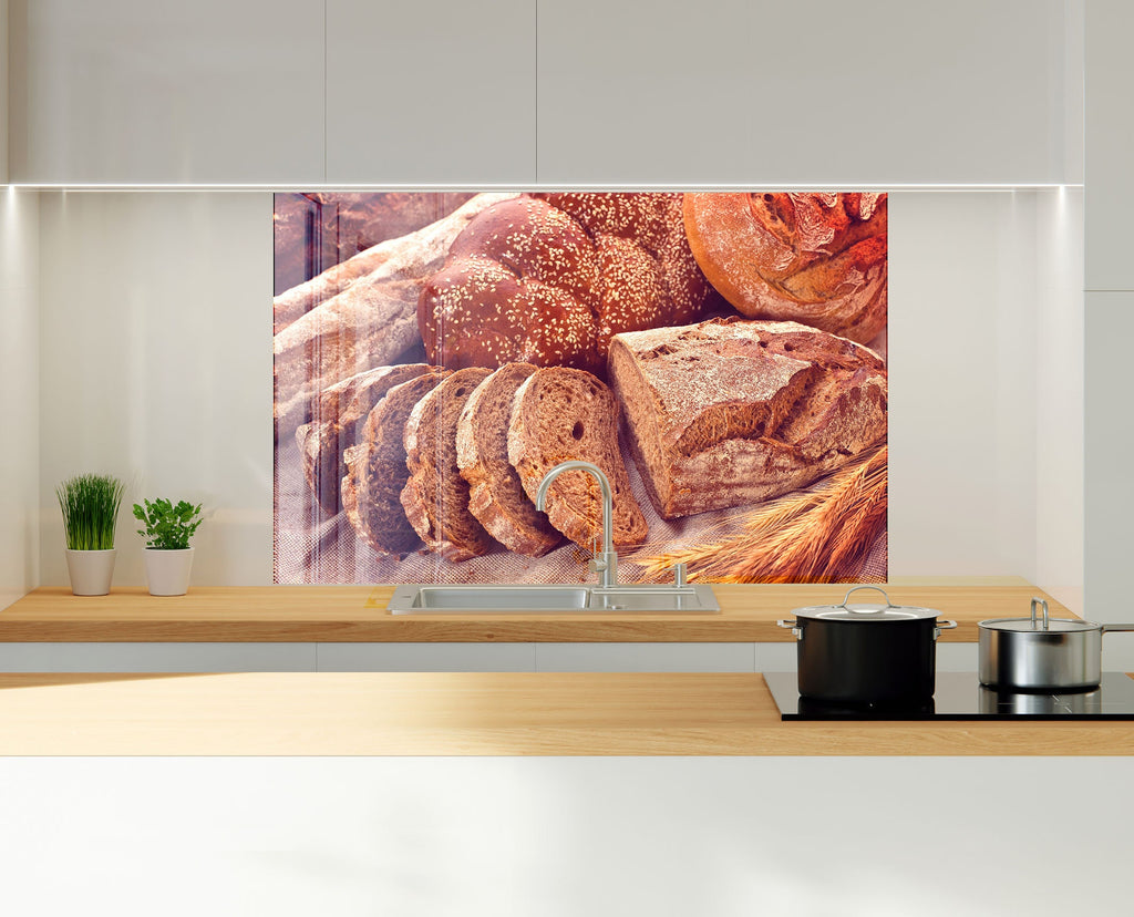 Rustic Whole Grain Bread – Glass Kitchen Backsplash-BacksplashArtworks