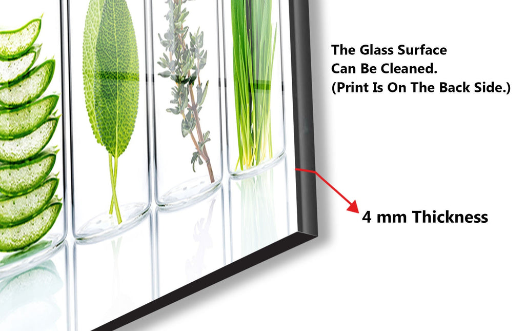 Botanical Essence - Tempered Glass Kitchen Backsplash-BacksplashArtworks
