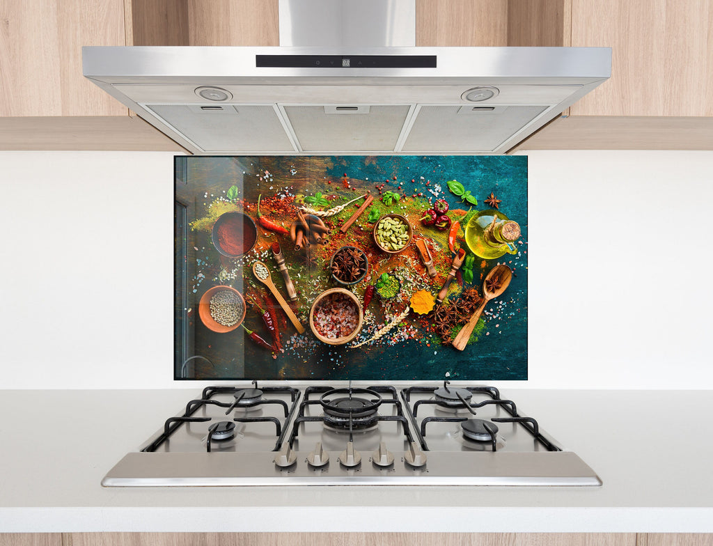 Spice Fusion - Tempered Glass Kitchen Backsplash-BacksplashArtworks