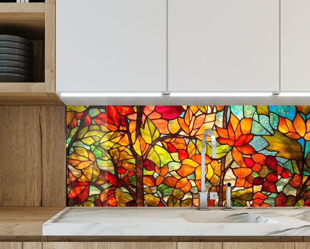Autumn Stained - Glass Kitchen Backsplash-BacksplashArtworks