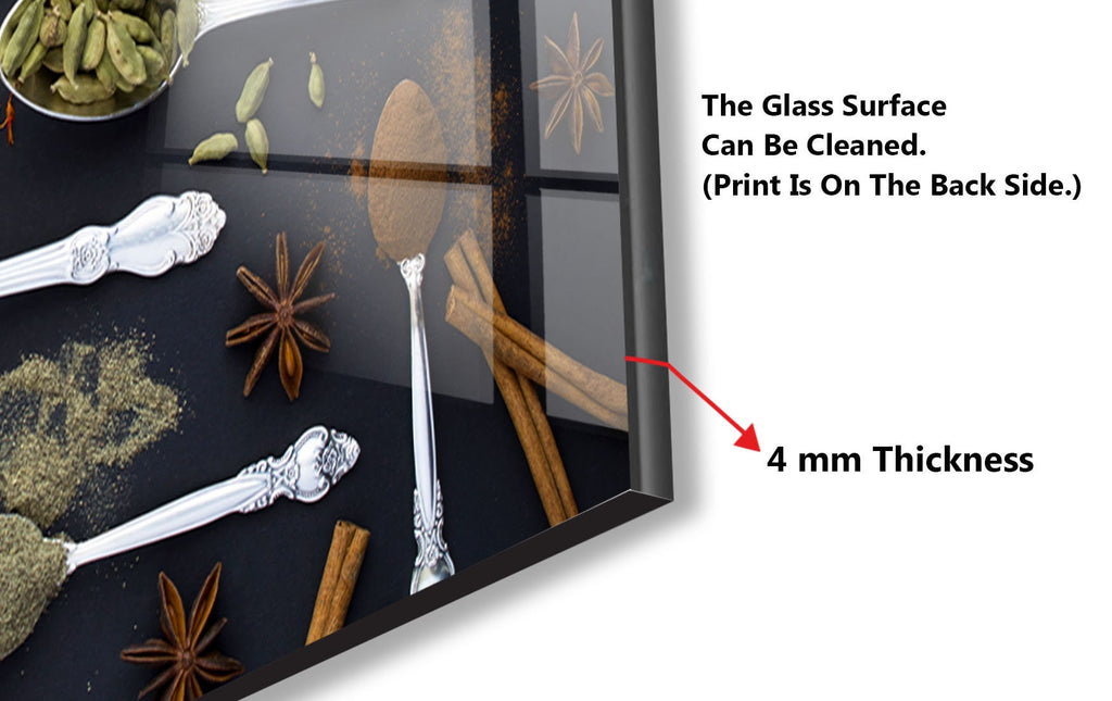 Silver Elegance Spice Art - Glass Kitchen Backsplash-BacksplashArtworks