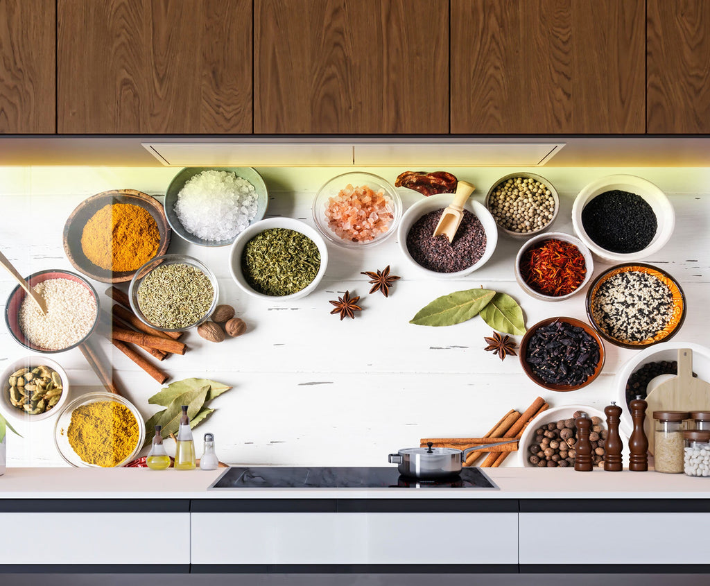 Spice Harmony Wall Art - Tempered Glass Kitchen Backsplash-BacksplashArtworks