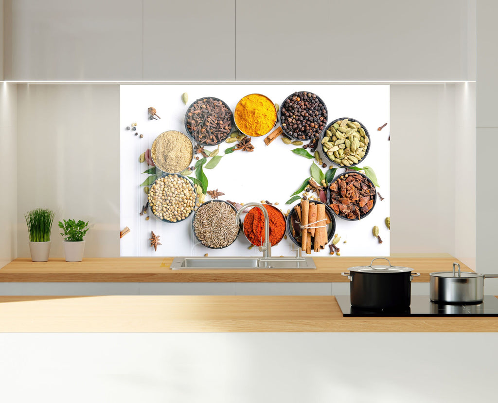 Spice Harmony Circle - Glass Kitchen Backsplash-BacksplashArtworks