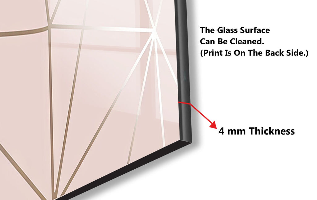 Blush Geometric Rose Gold - Glass Kitchen Backsplash-BacksplashArtworks