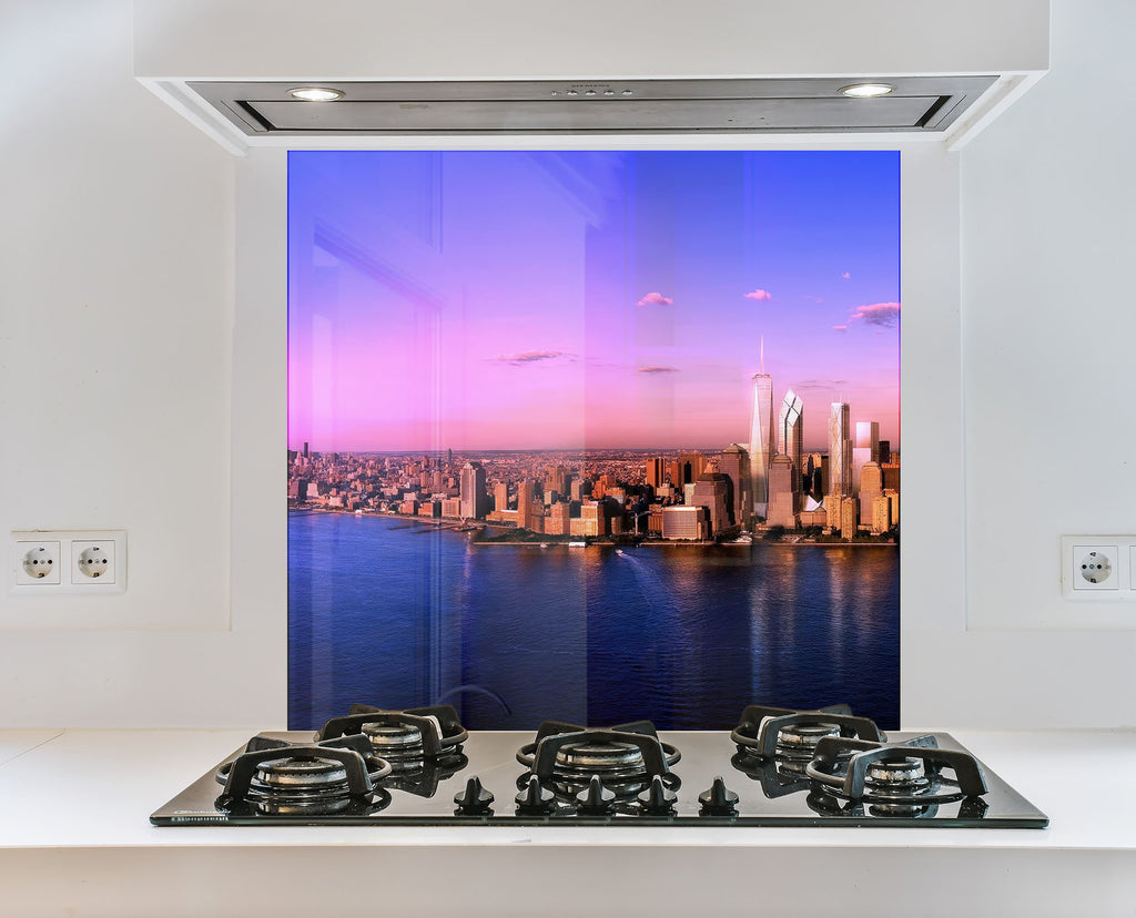 Skyline Sunset Cityscape Wall Art - Tempered Glass Kitchen Backsplash-BacksplashArtworks