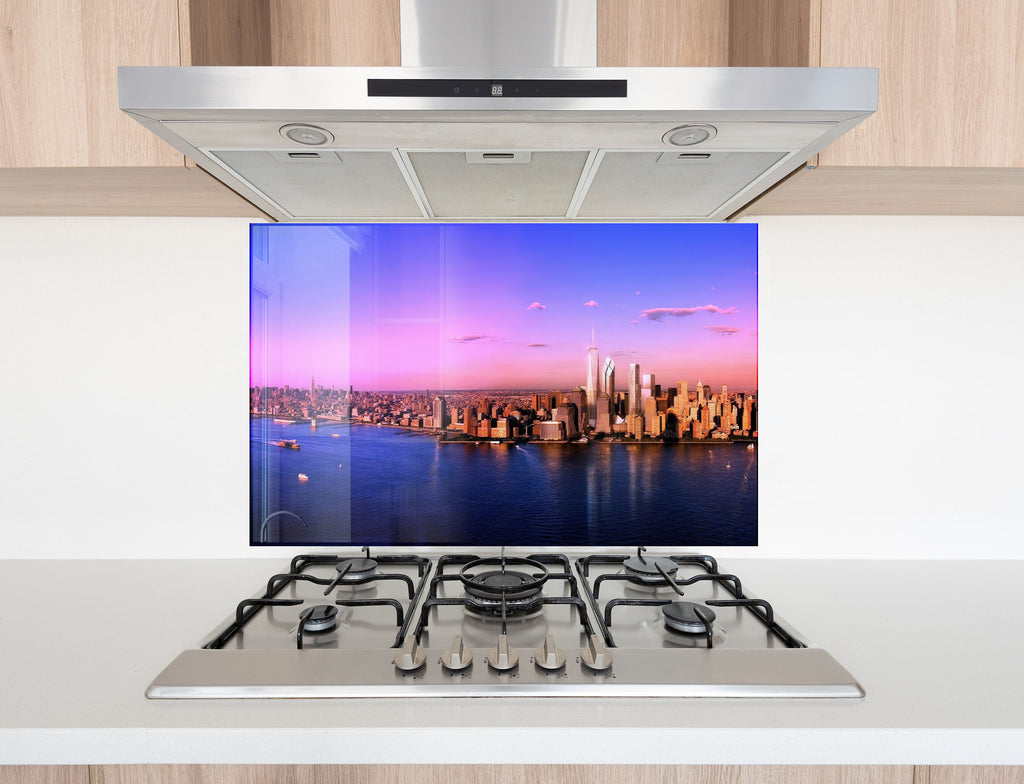 Skyline Sunset Cityscape Wall Art - Tempered Glass Kitchen Backsplash-BacksplashArtworks