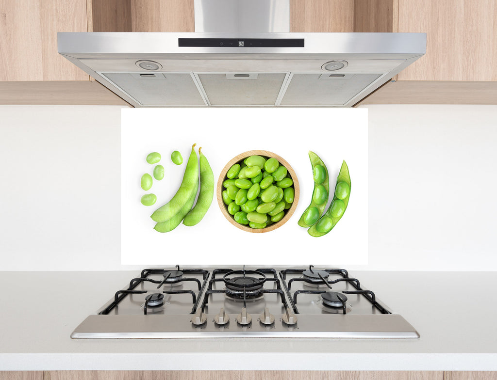 Fresh Green Edamame Glass Kitchen Backsplash – Healthy Vegetable Design-BacksplashArtworks