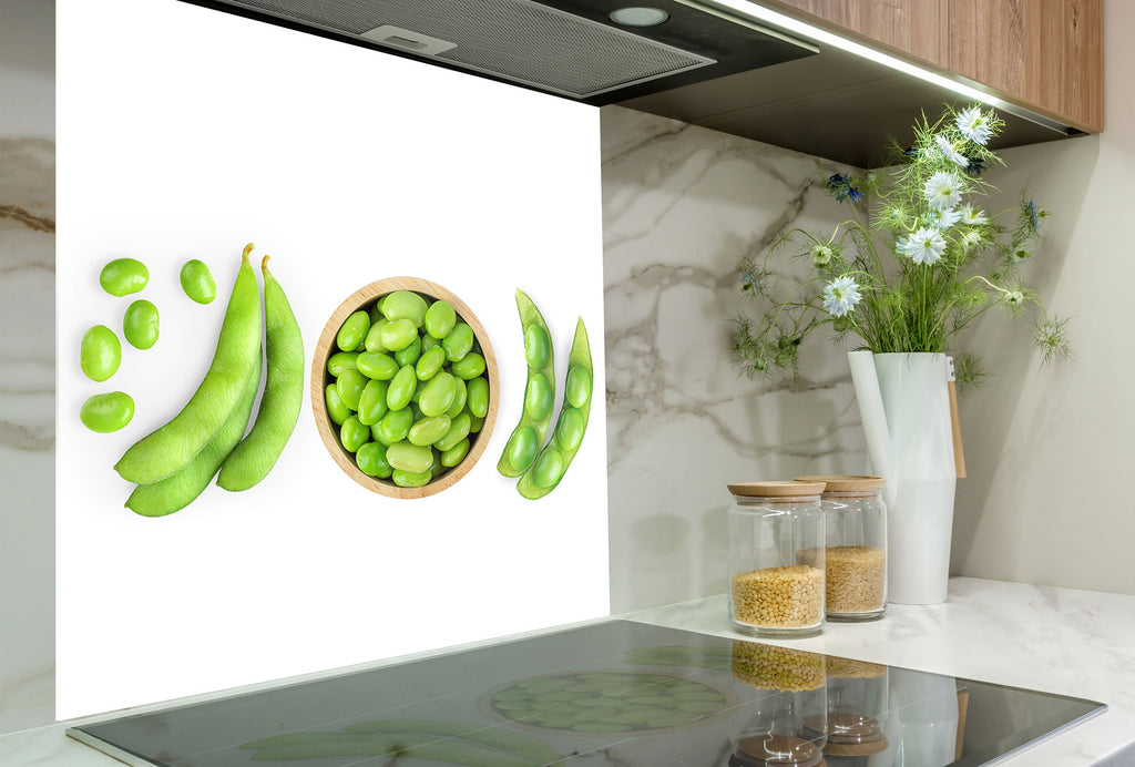 Fresh Green Edamame Glass Kitchen Backsplash – Healthy Vegetable Design-BacksplashArtworks