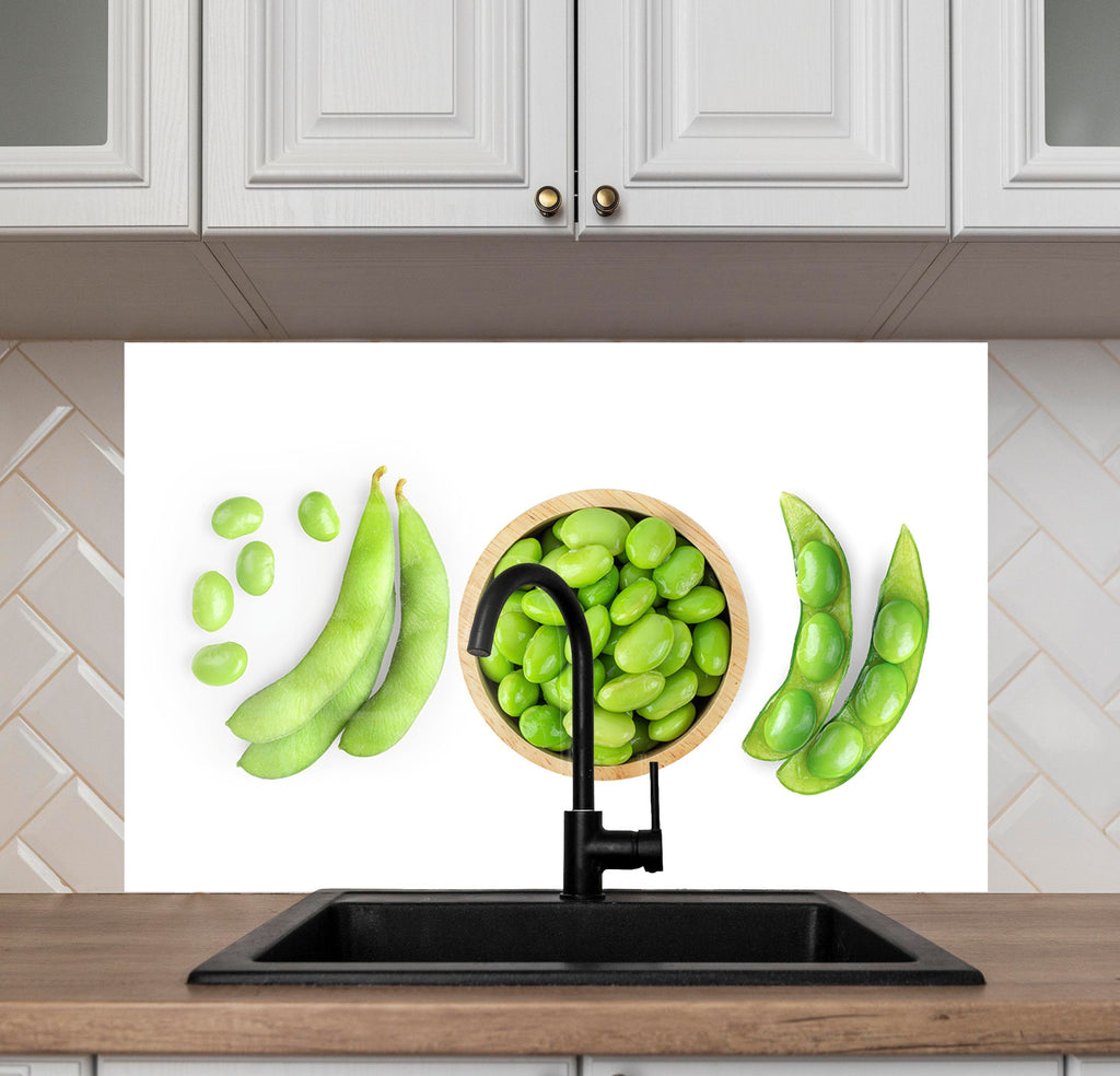 Fresh Green Edamame Glass Kitchen Backsplash – Healthy Vegetable Design-BacksplashArtworks