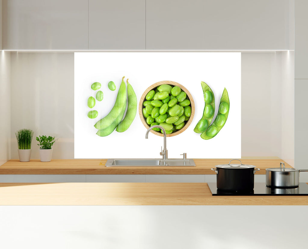 Fresh Green Edamame Glass Kitchen Backsplash – Healthy Vegetable Design-BacksplashArtworks