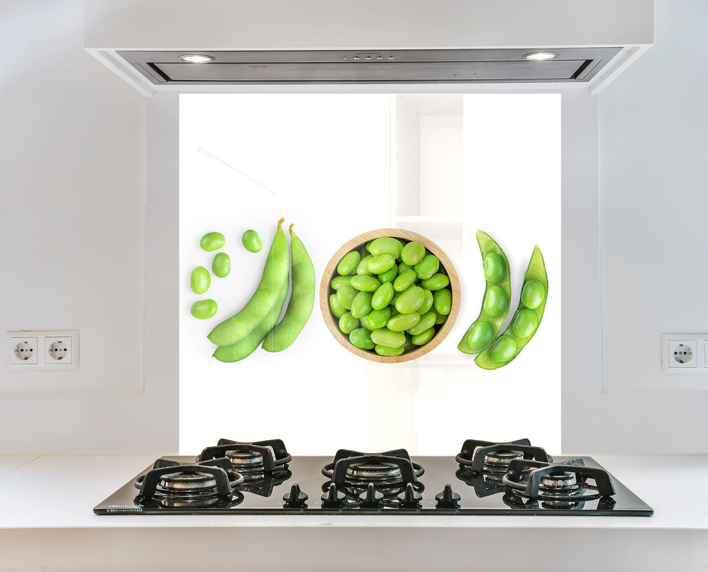Fresh Green Edamame Glass Kitchen Backsplash – Healthy Vegetable Design-BacksplashArtworks