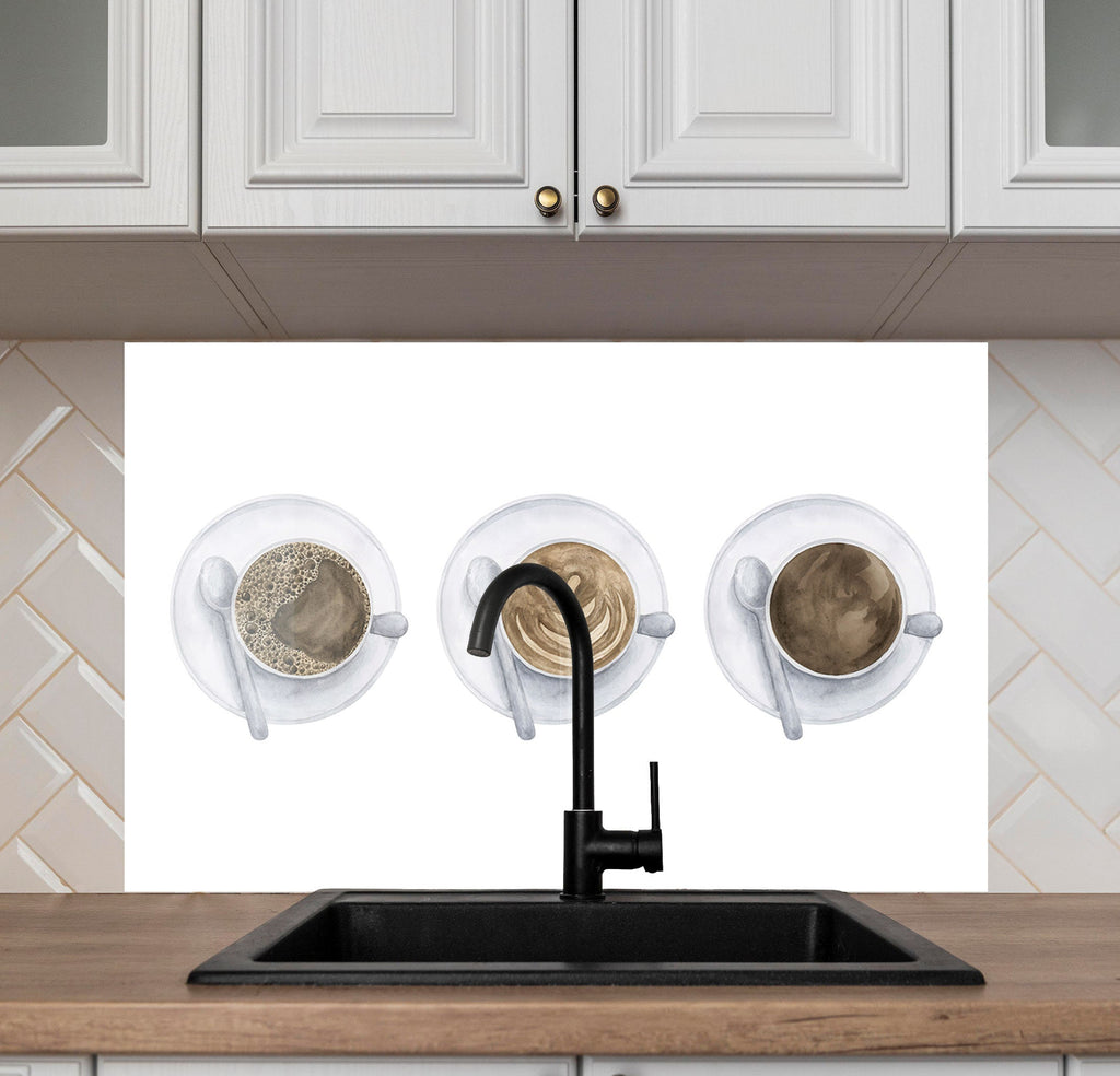 Minimalist Coffee Art – Glass Kitchen Backsplash-BacksplashArtworks