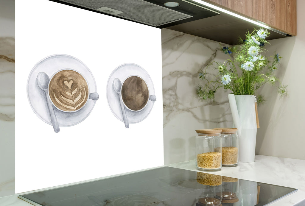 Minimalist Coffee Art – Glass Kitchen Backsplash-BacksplashArtworks
