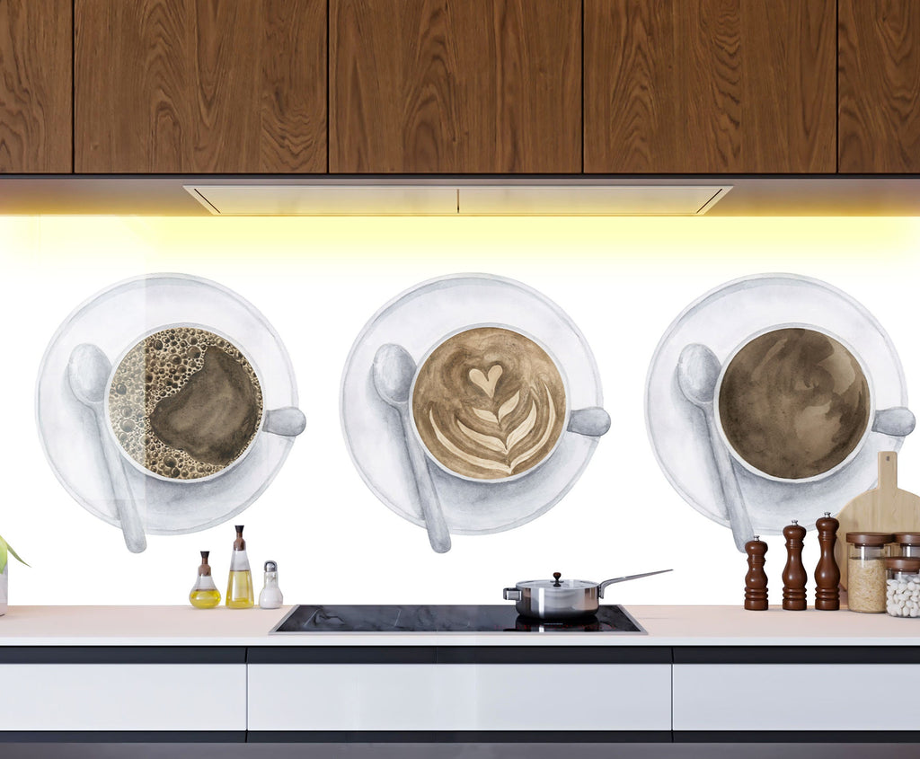 Minimalist Coffee Art – Glass Kitchen Backsplash-BacksplashArtworks