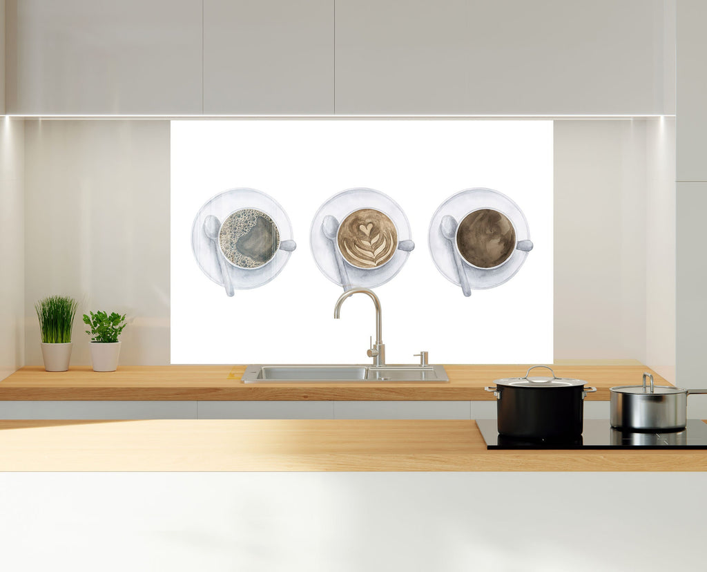 Minimalist Coffee Art – Glass Kitchen Backsplash-BacksplashArtworks