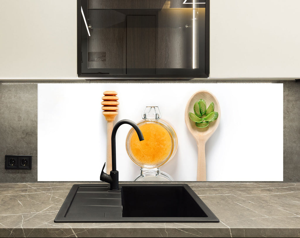 Minimalist Honey & Lime - Glass Kitchen Backsplash-BacksplashArtworks