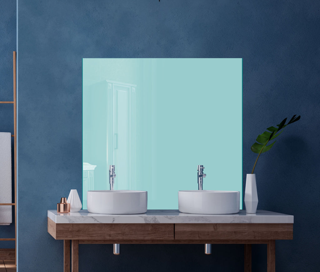 Light Blue-Green - Tempered Glass Kitchen Backsplash-BacksplashArtworks