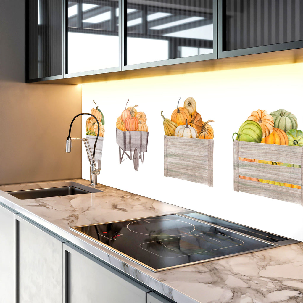 Pumpkin Harvest Glass Kitchen Backsplash – Fall Vegetable Design-BacksplashArtworks