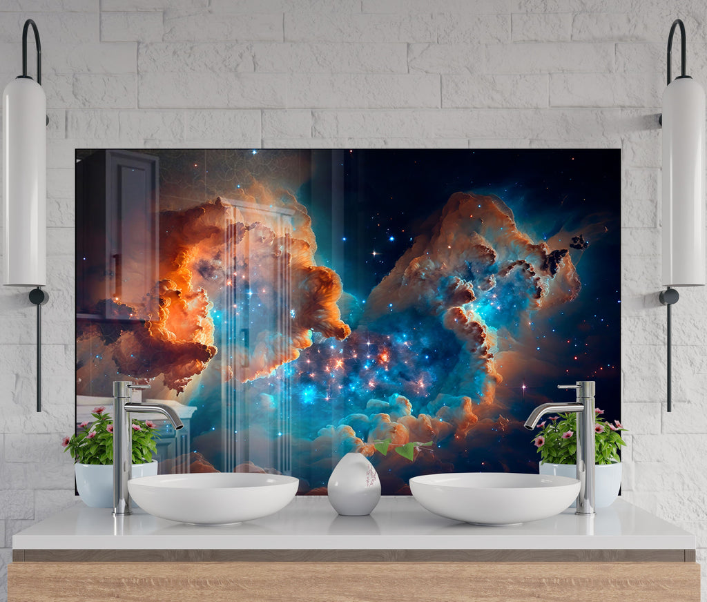 Cosmic Nebula Glass Kitchen Backsplash – Vibrant Galaxy Design-BacksplashArtworks