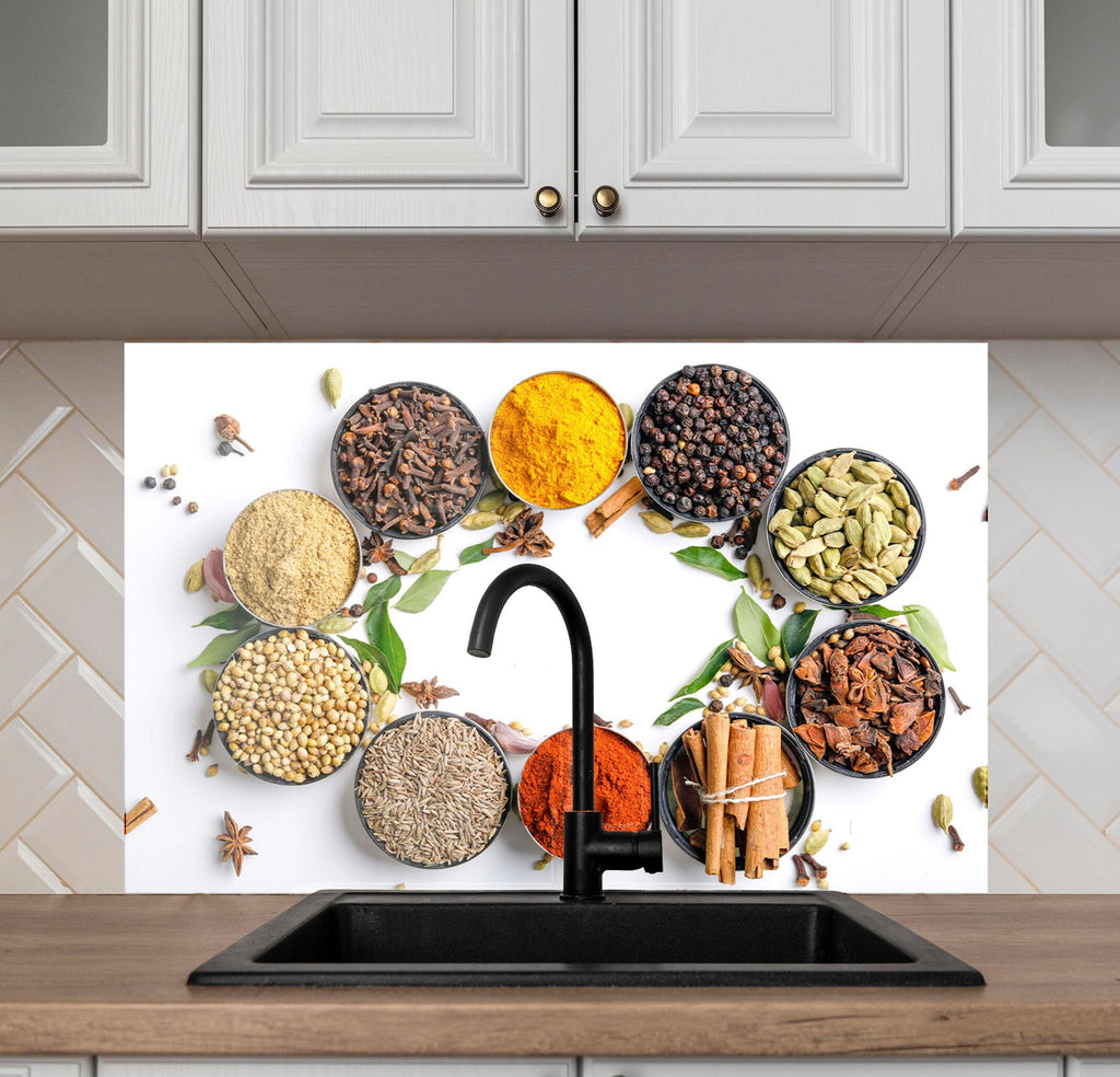 Spice Harmony Circle - Glass Kitchen Backsplash-BacksplashArtworks