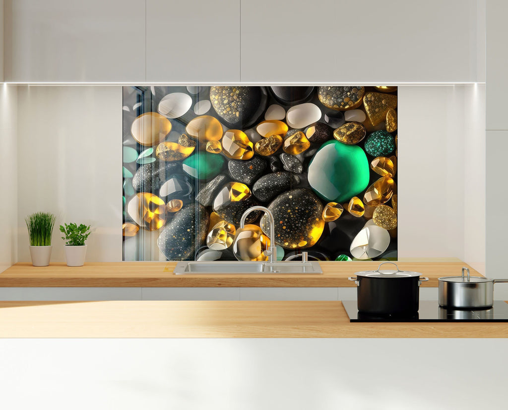 Zen & Spa Stones Tempered Glass Backsplash-BacksplashArtworks