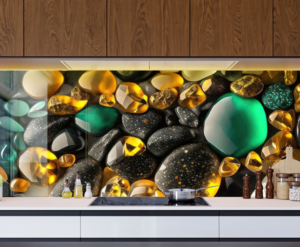 Zen & Spa Stones Tempered Glass Backsplash-BacksplashArtworks